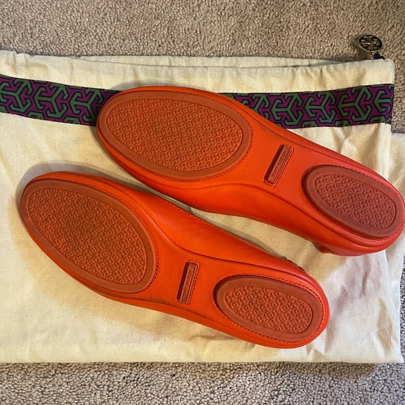 🥿🥿Tory Burch Minnie Travel Ballet Flat- Orange Leather Size 7M - Picture 4 of 5